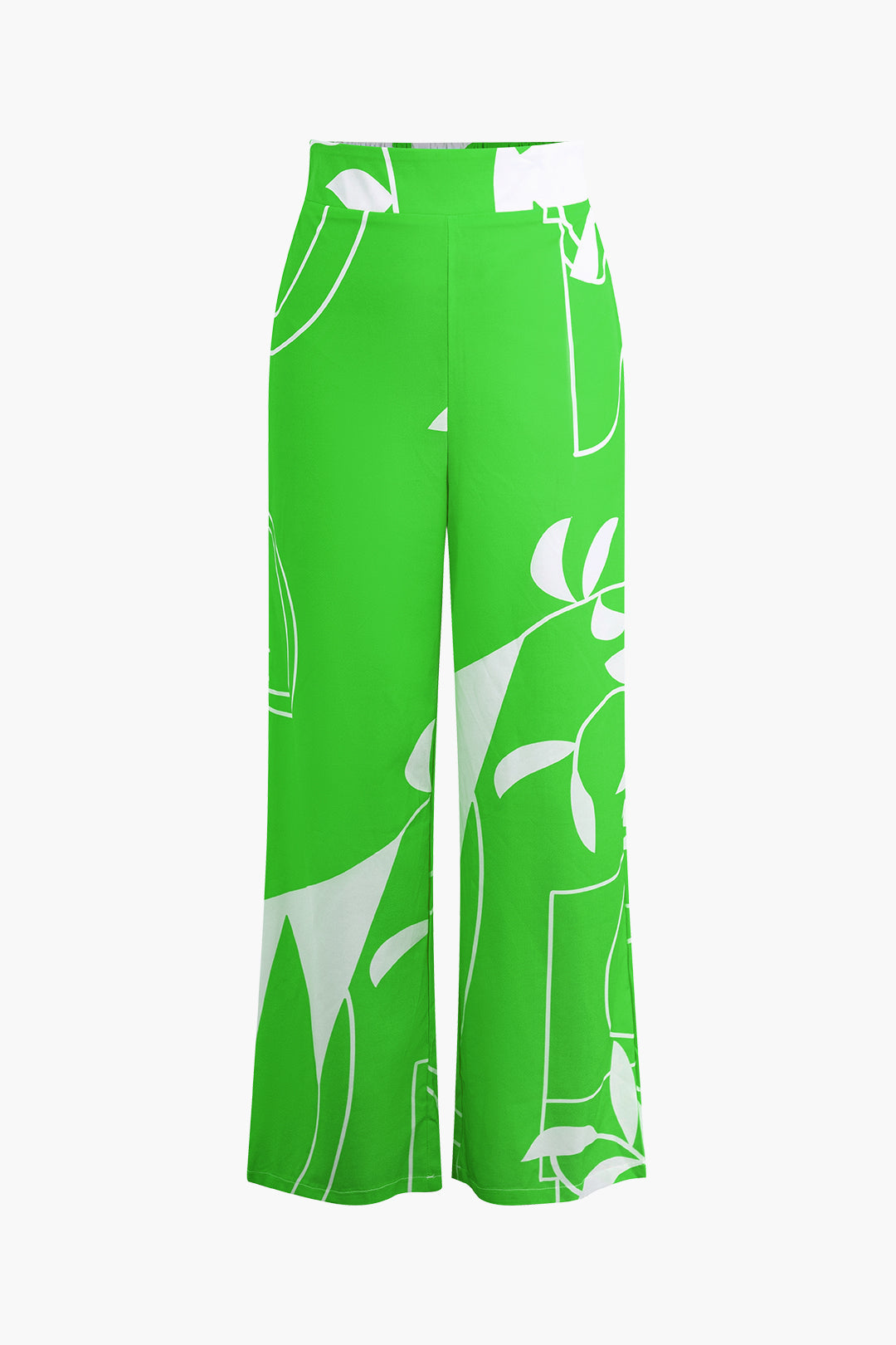 "Bamboo Leaf Print Knot Cami Top And Pants Set"