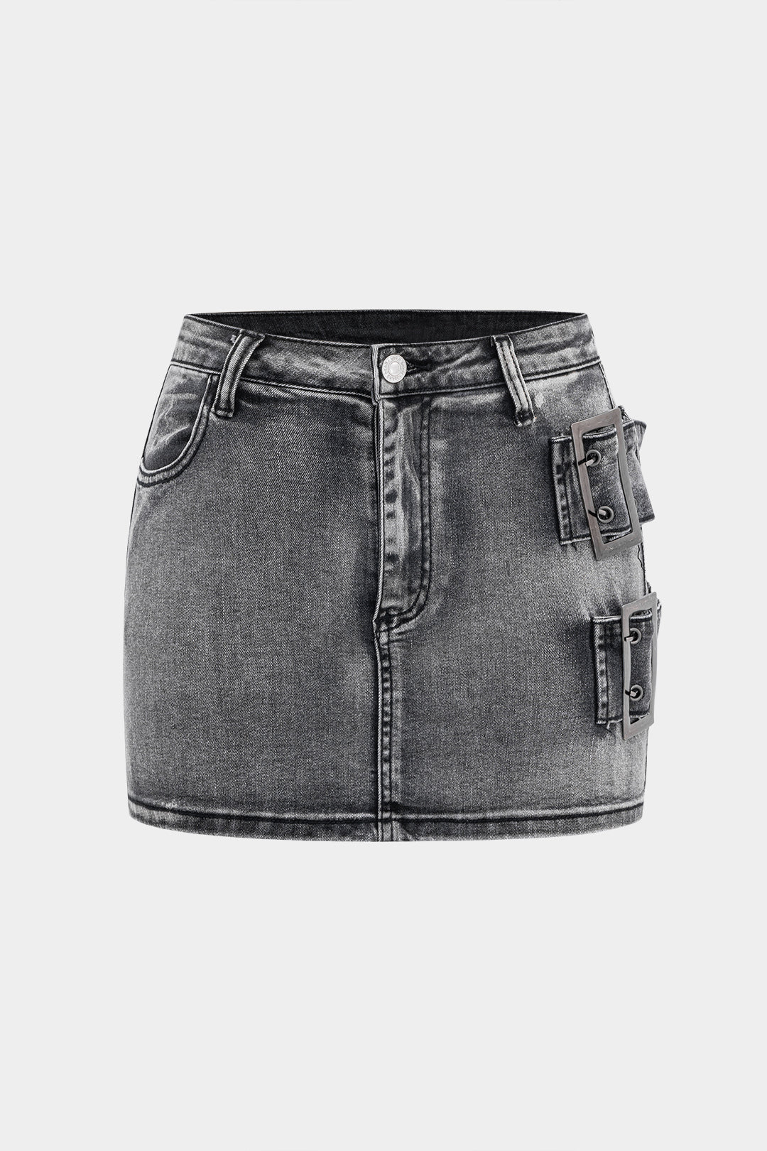 "Denim Metallic Decor Skirt"