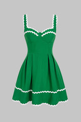 "Contrast Binding Zipper Slip Sleeveless Mini Dress"
