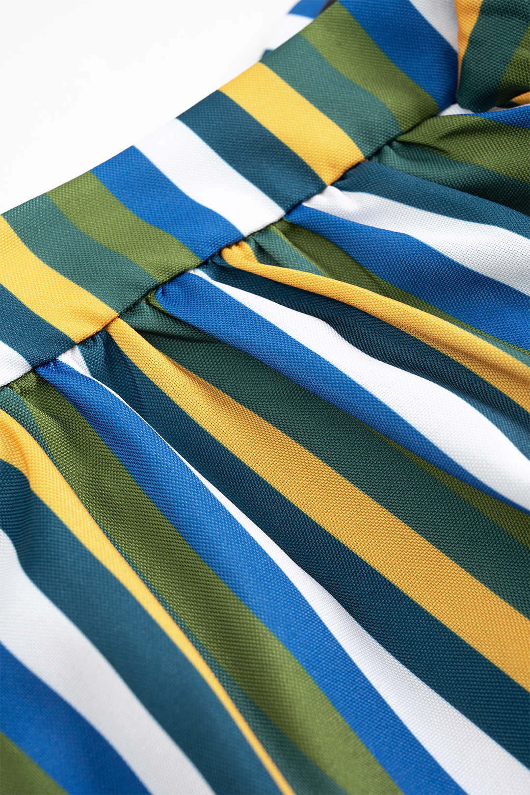 "Contrast Stripe Print Ruched Tie Front Trousers"