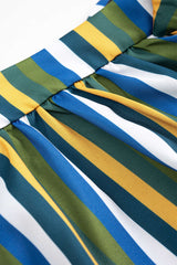 "Contrast Stripe Print Ruched Tie Front Trousers"