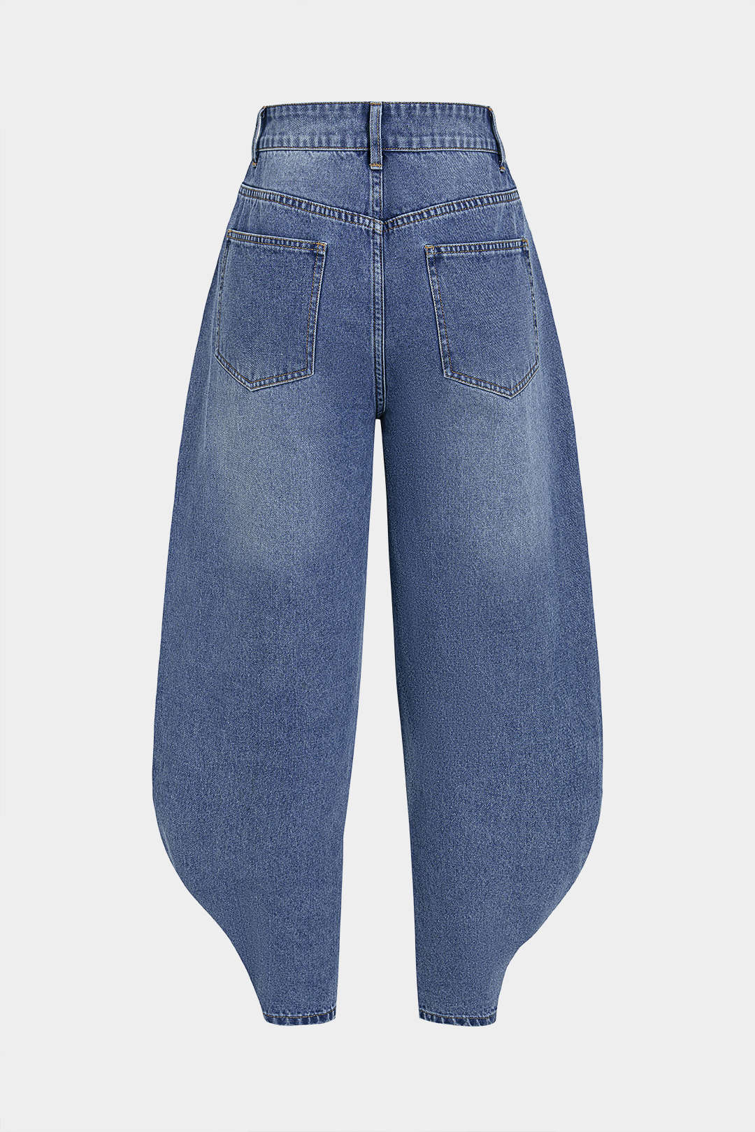 "Denim Irregular Metallic Button Pocket Balloon Jeans"