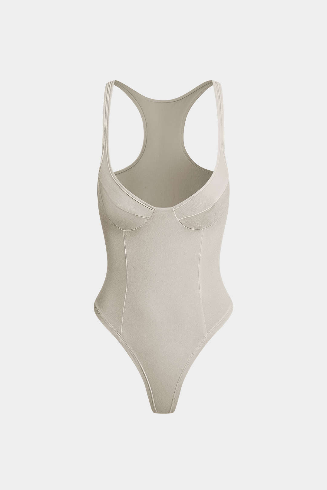 "Basic Solid Deep-V Neck Bustier Sleeveless Bodysuit"