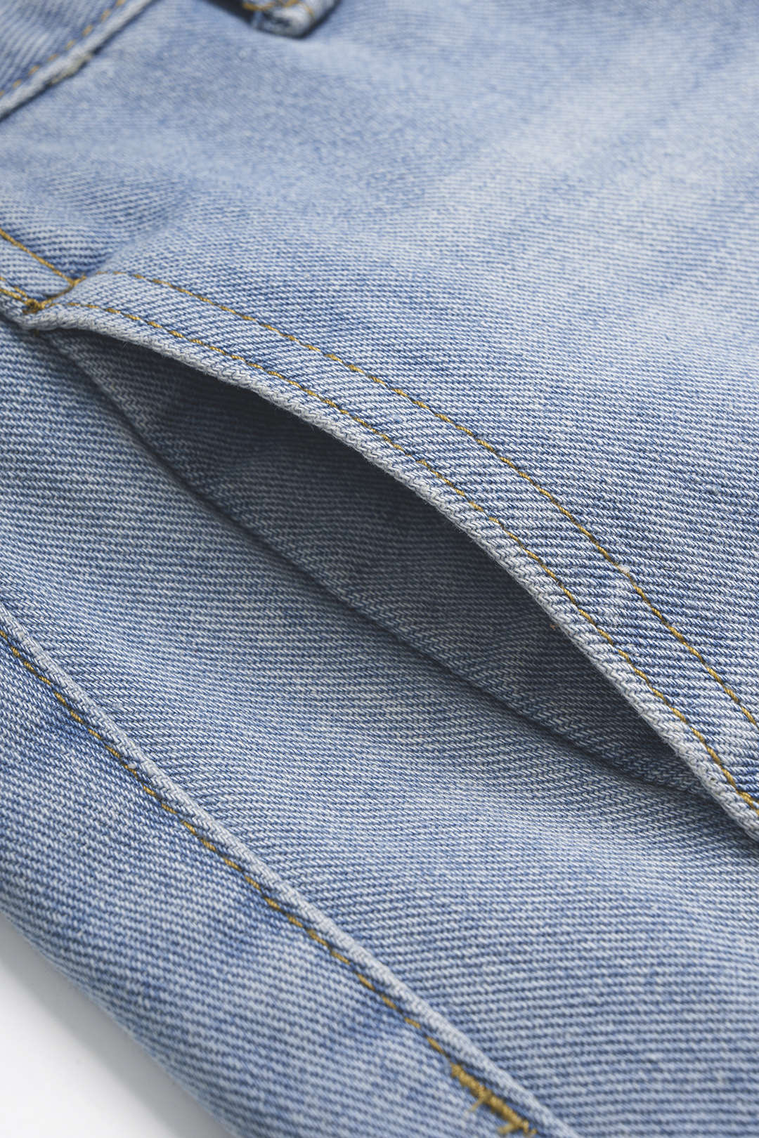 "Denim Asymmetrical High Waist Wide Leg Shorts"