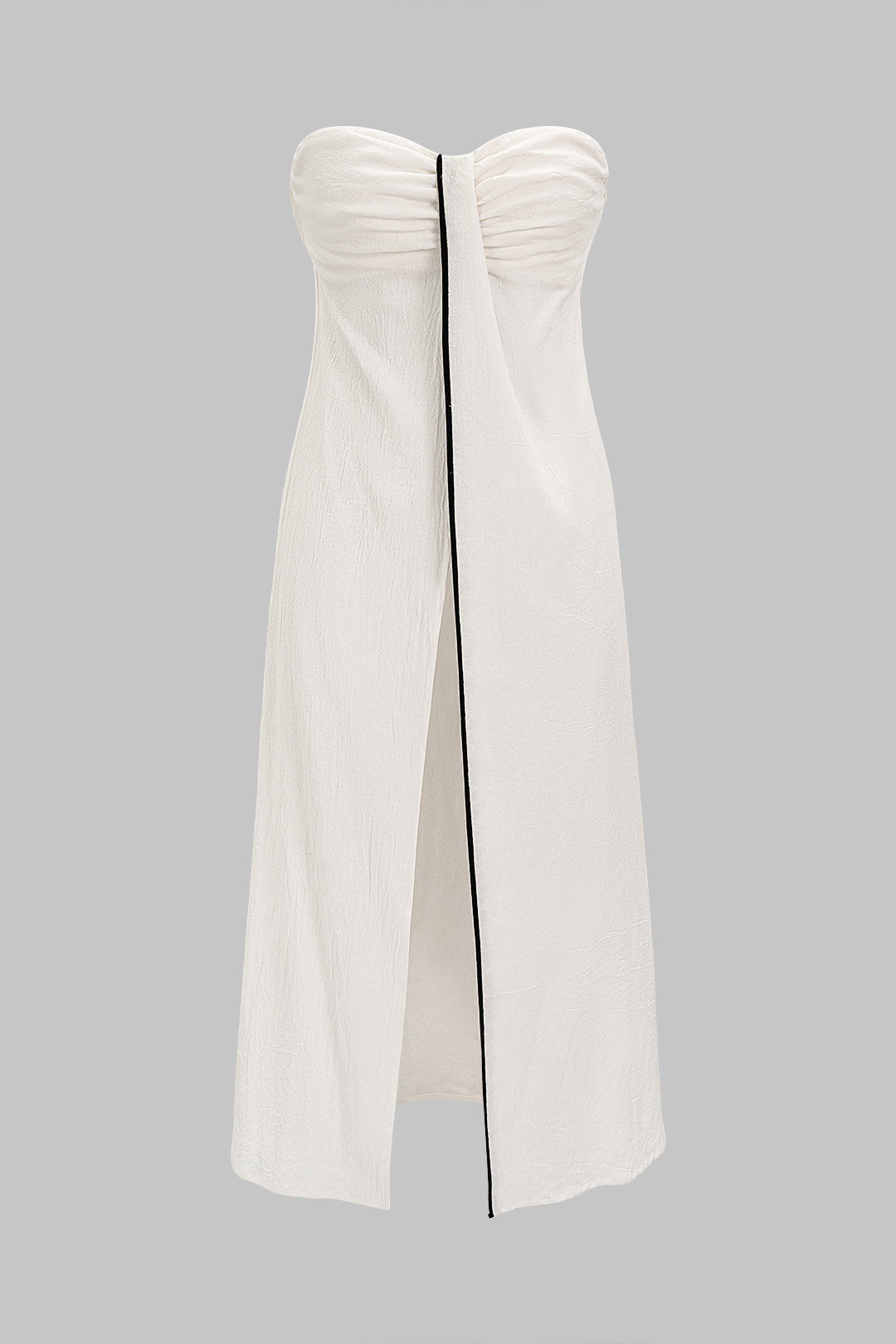 "Contrast Binding Ruched Asymmetrical Tube Top"