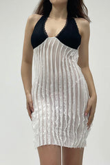 "Color Block Backless Mini Dress"