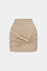 "Asymmetrical High Waist Twist Knot Skirt"