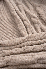 "Cable Knit Crossed V-Neck Long-Sleeve Top"