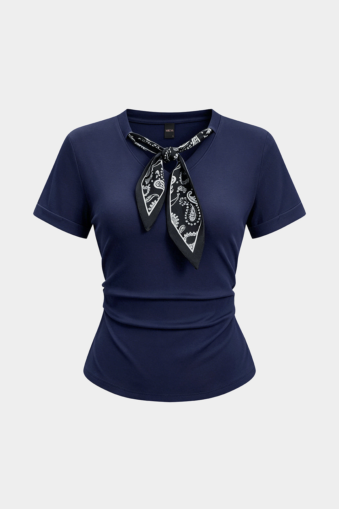 "Artistic Print Tie-Up Short Sleeve T-shirt"