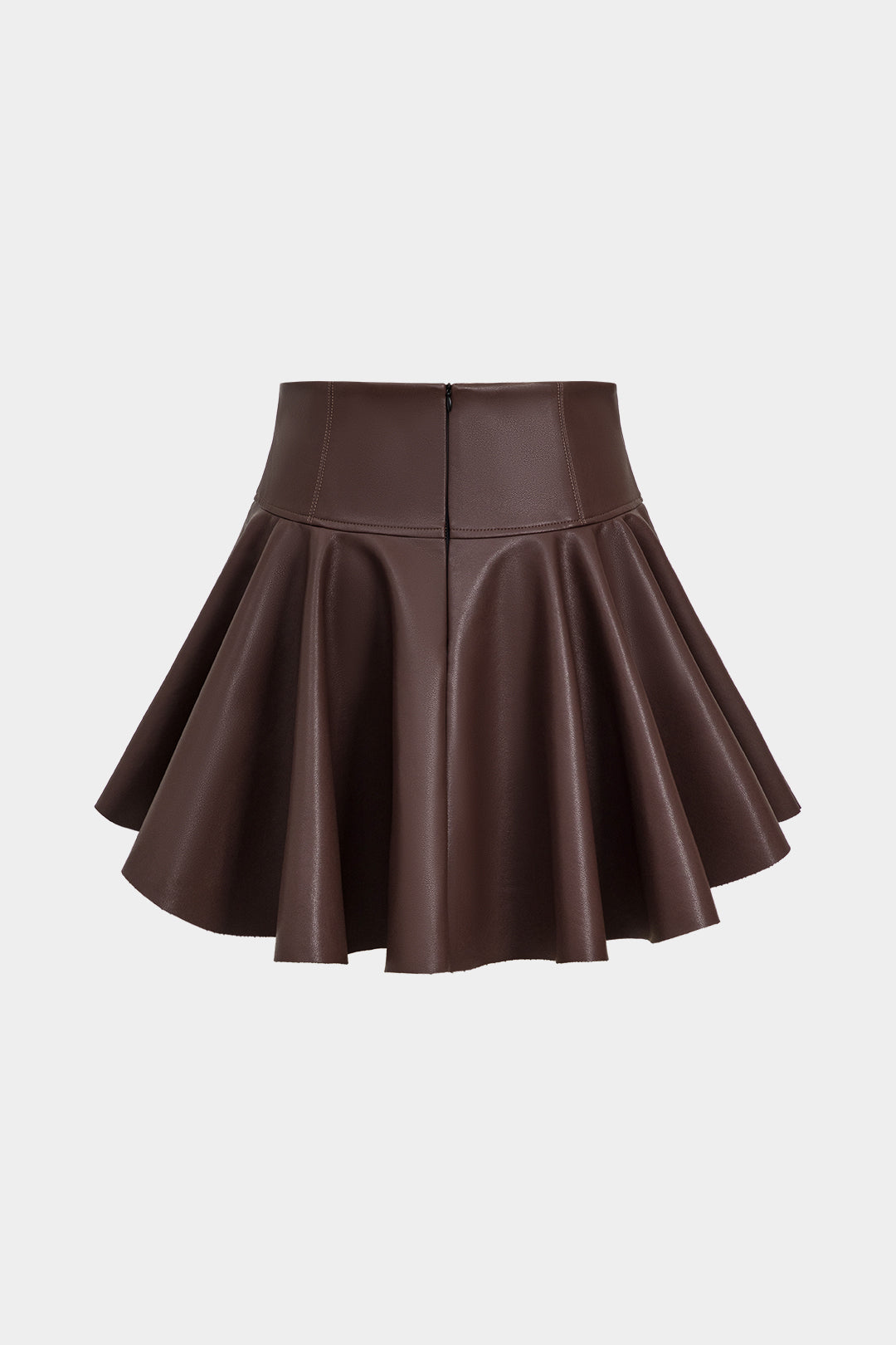 "Basic Faux Leather Ruched Mini Skirt"