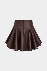 "Basic Faux Leather Ruched Mini Skirt"