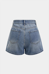 "Denim High Waist Pocket Wide Leg Skirt"