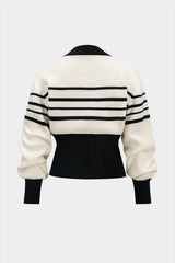 "Contrast Knit Metallic Button Cardigan"