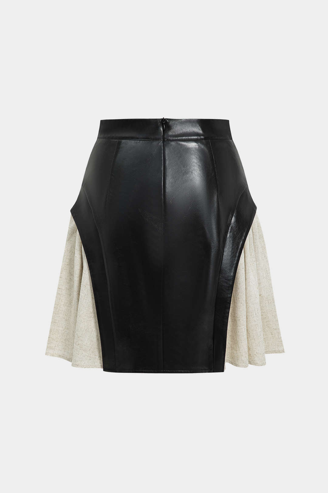 "Color Block Patchwork Ruched Zipper Skirt"