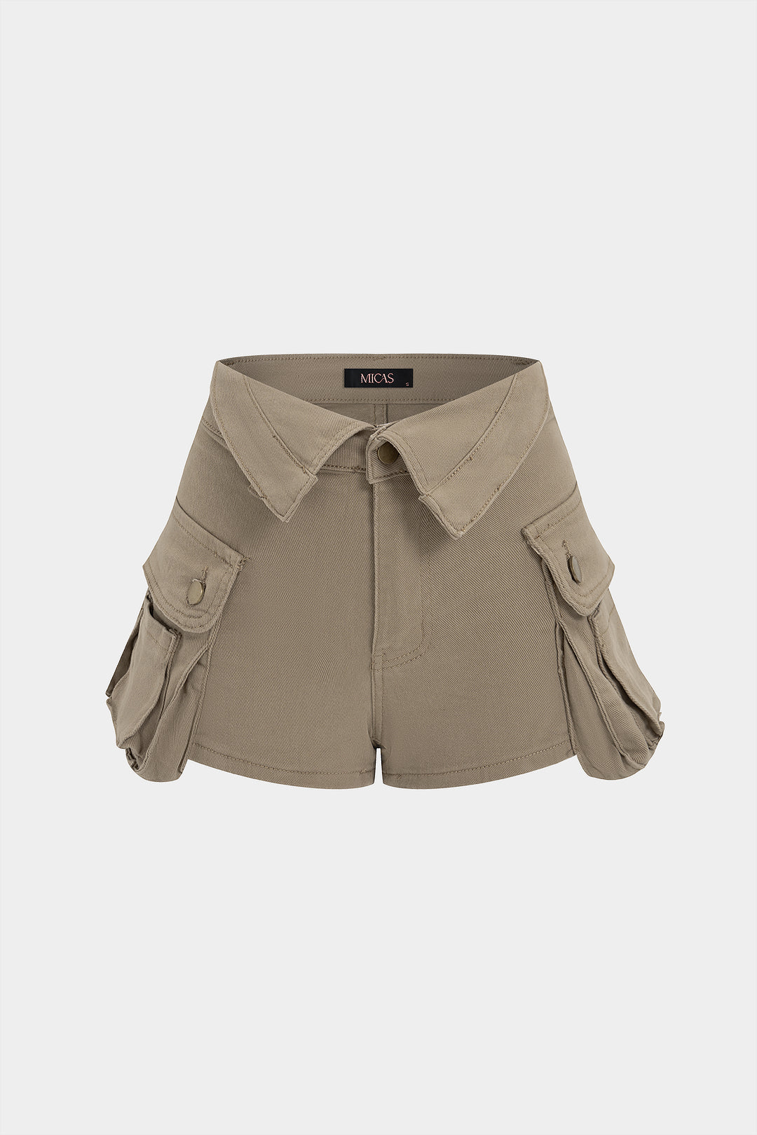 "Denim Metallic Button Pocket Shorts"