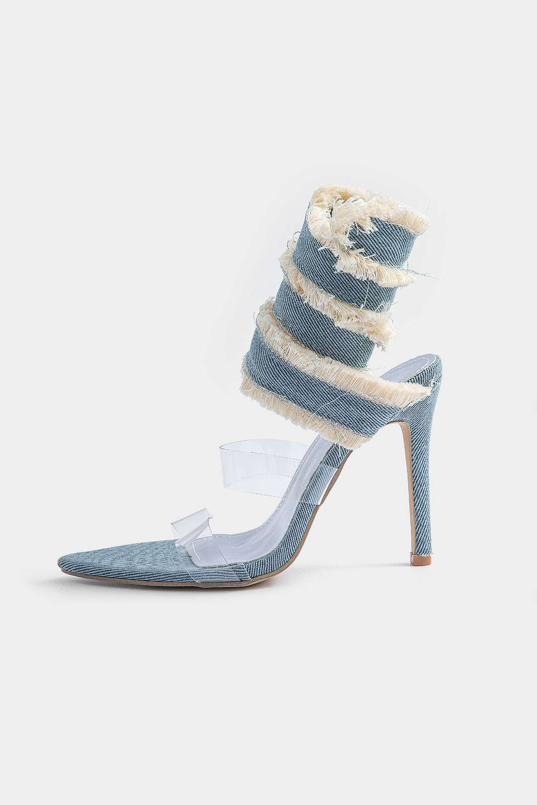 "Denim Lace-up High Heel Sandals"