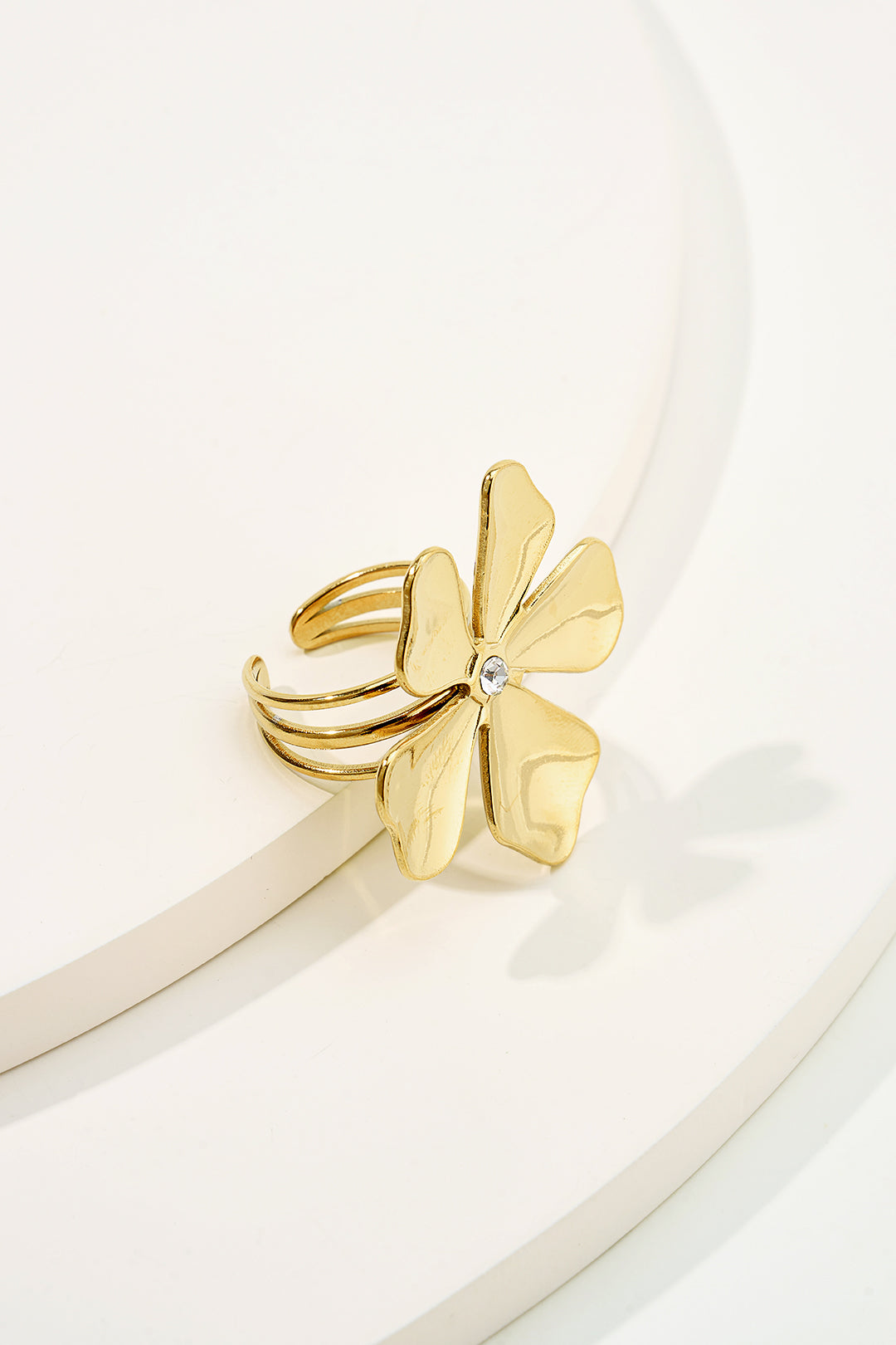 "Alloy 3D Flower Rhinestone Ring"