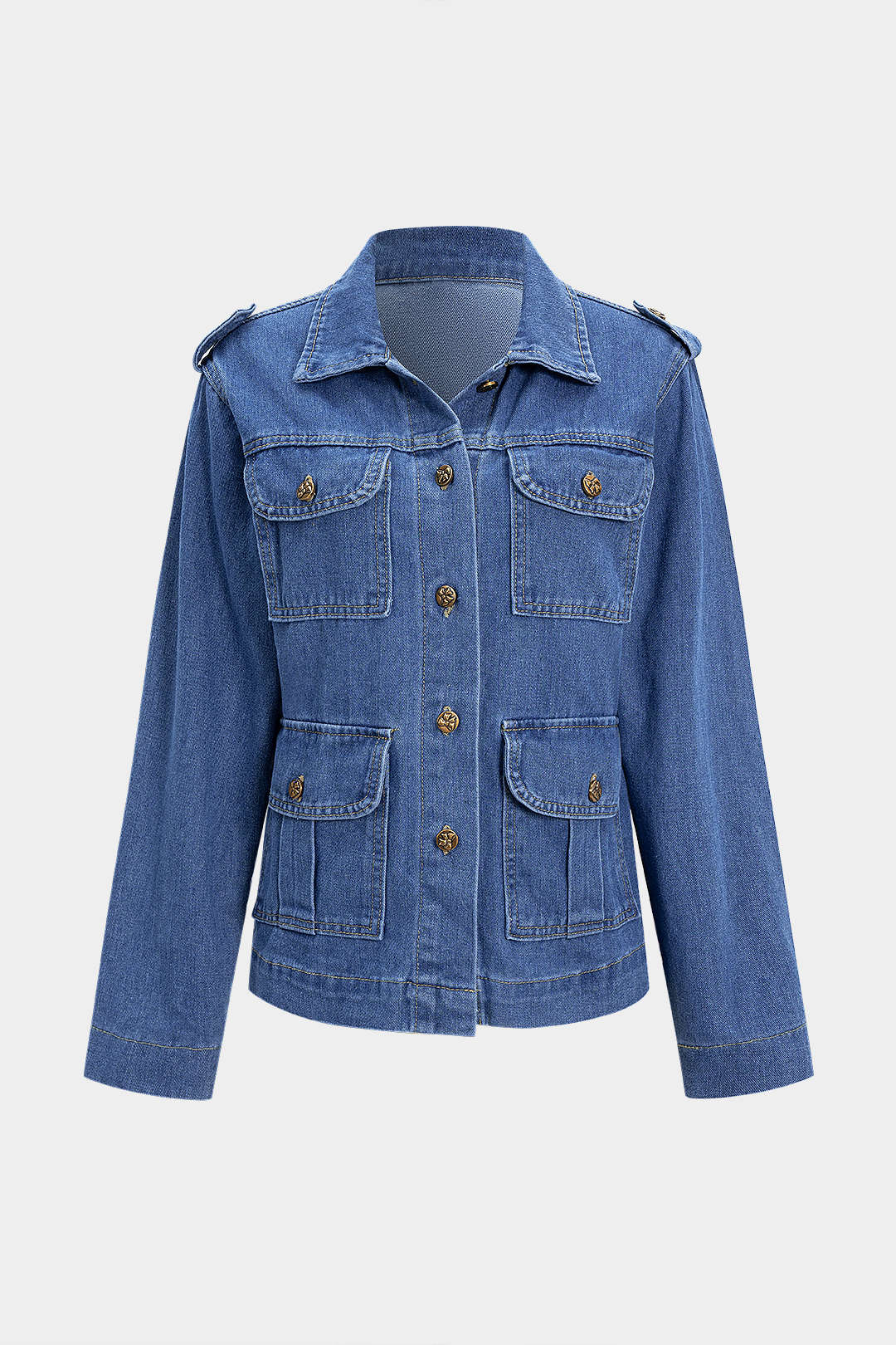 "Denim Button Pocket Outerwear"