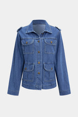 "Denim Button Pocket Outerwear"