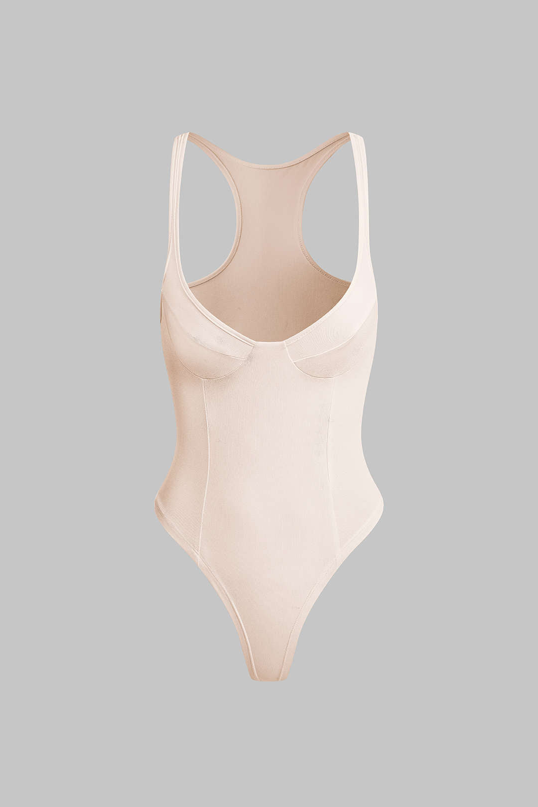 "Basic Solid Deep-V Neck Bustier Sleeveless Bodysuit"