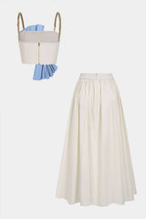 "Contrast Knotted Metallic Chain Cami Top And Ruched Skirt Set"