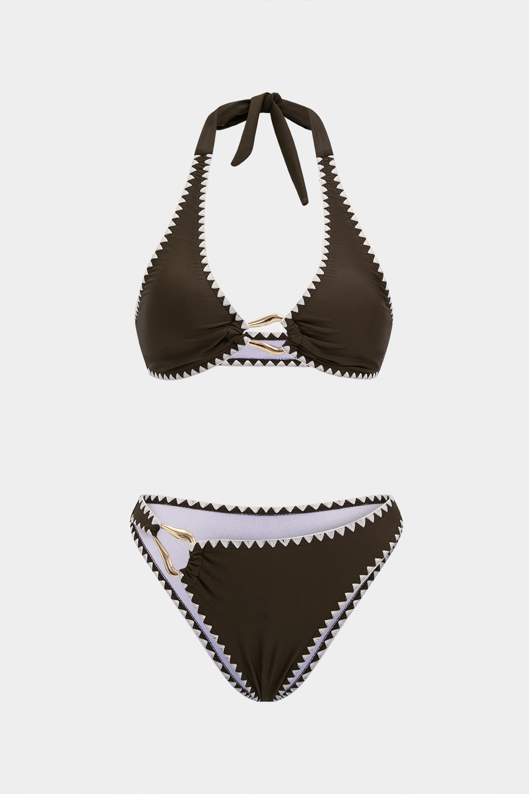 "Contrast Binding Halter Neck Bikini Set"