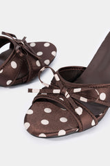 "Bow Polka Dots Open Toe Pointed Heels"