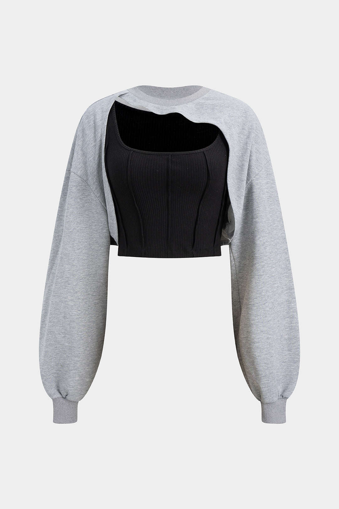 "Contrast Asymmetrical Long Sleeve Sweatshirt"