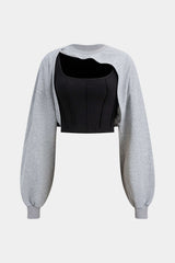 "Contrast Asymmetrical Long Sleeve Sweatshirt"