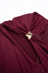 "Asymmetrical Cut Out Ruched Long Sleeve Maxi Dress"