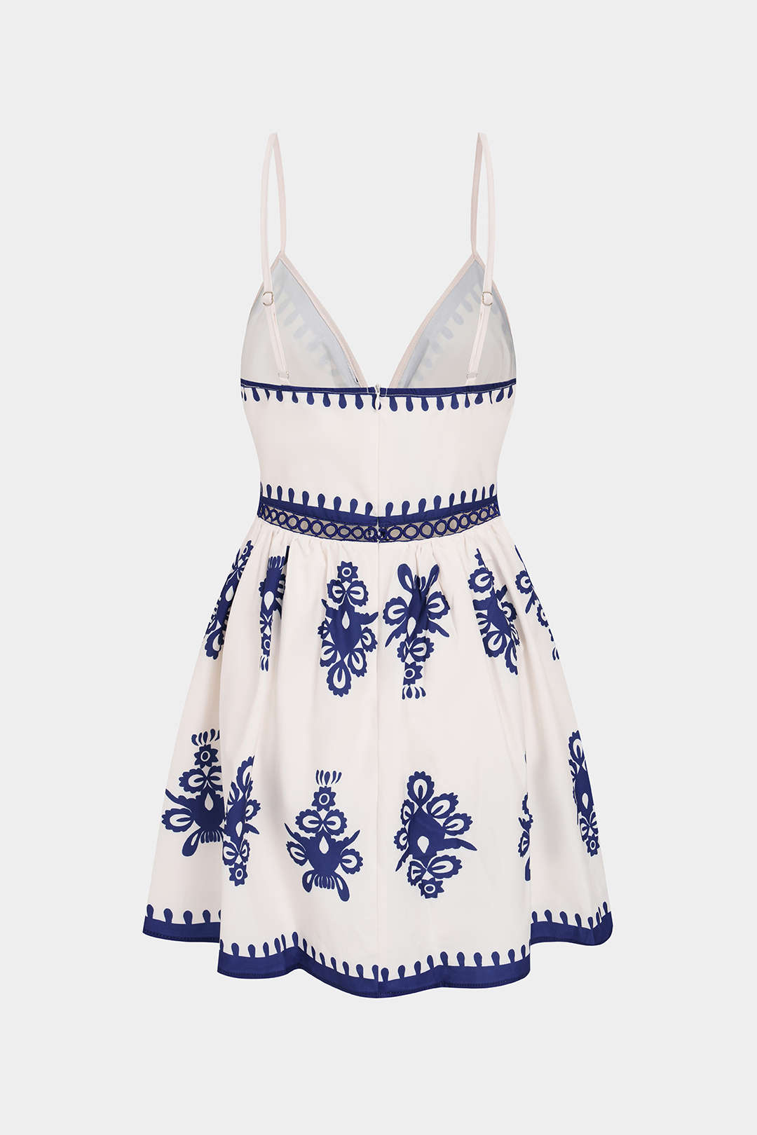 "Contrast Floral Print V-Neck Cut Out Sleeveless Mini Dress"