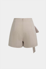 "Asymmetrical Ruched High-Waist Shorts"