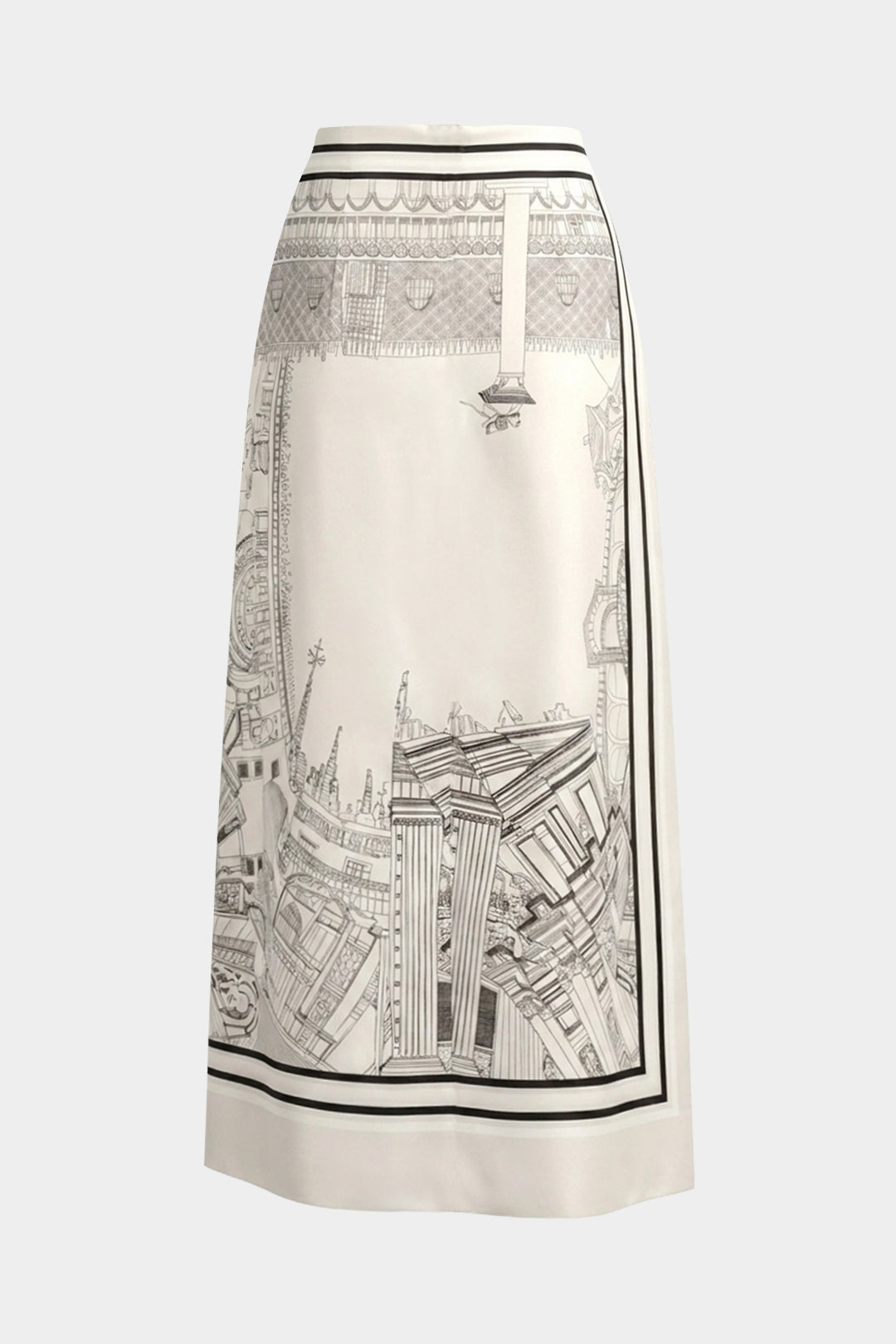 "Artistic Print Stain Drawstring Asymmetrical Ruched Skirt"