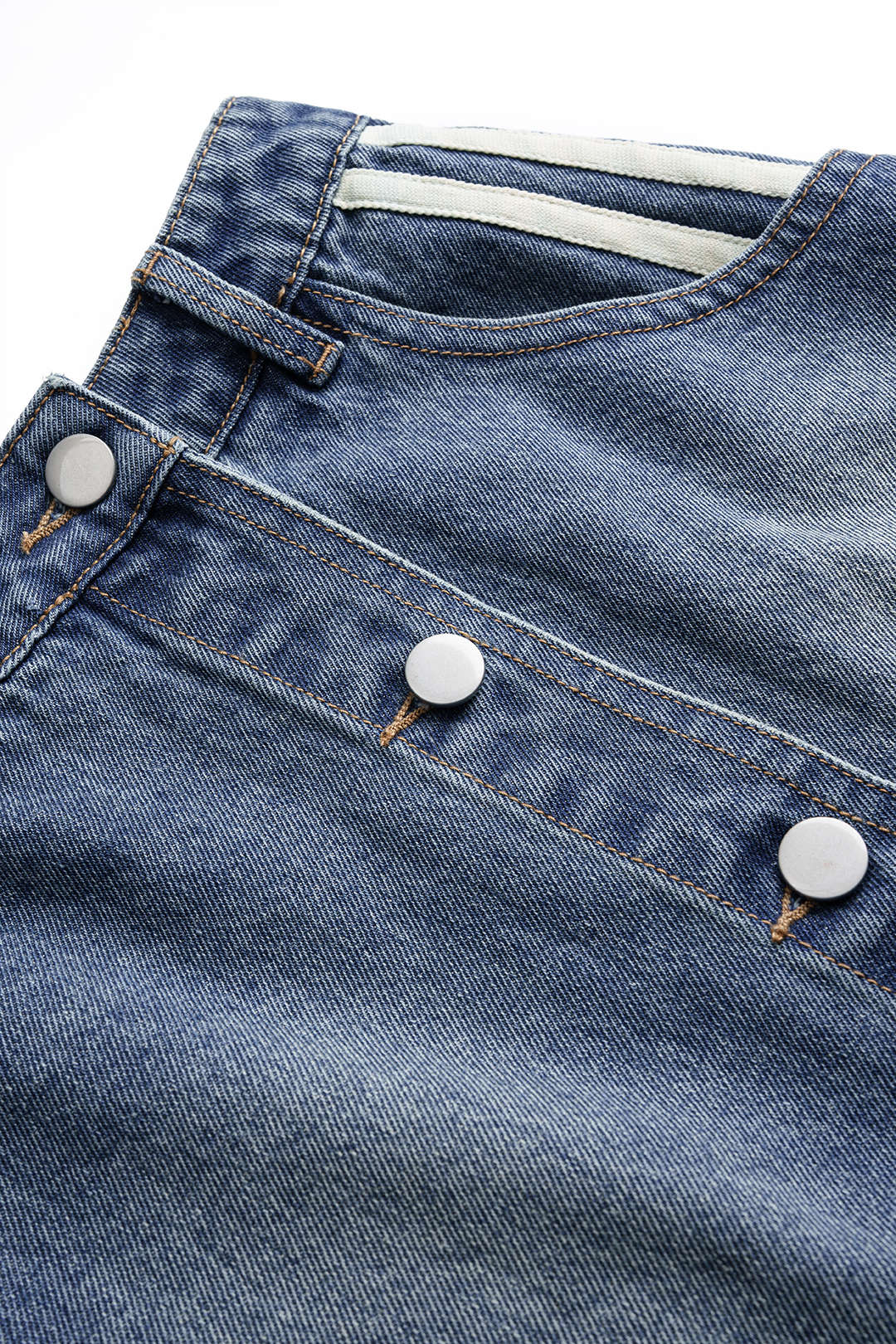 "Denim Asymmetrical Seamdetail Button Skirt"