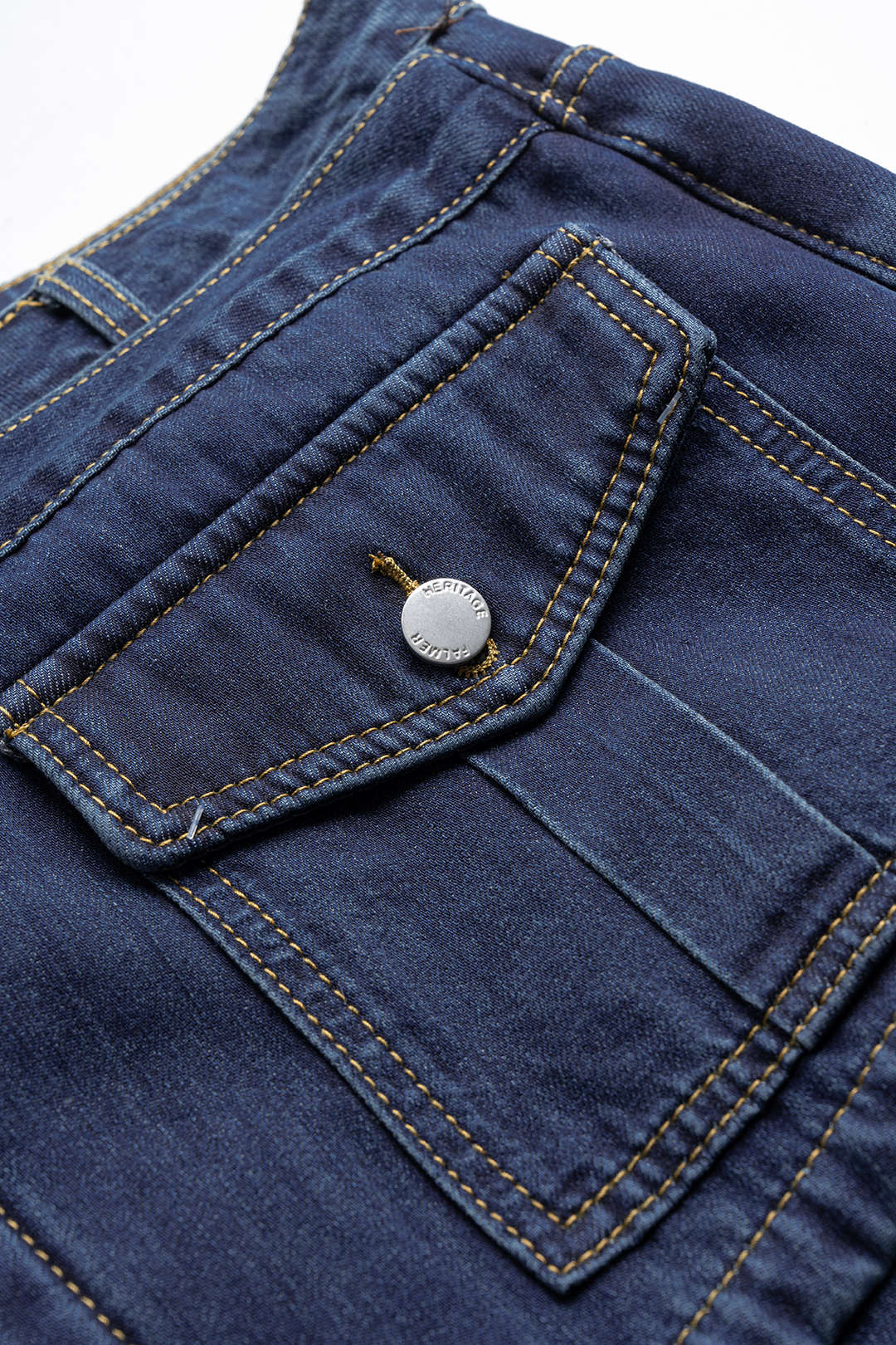 "Denim Button Long-Sleeve Top And High Waist Asymmetrical Jeans Set"