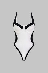"Contrast Sleeveless Bodysuit"