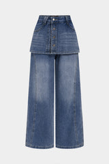 "Denim High Waist Wide Leg Jeans"