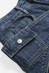 "Denim Asymmetrical Wide Leg Jeans"