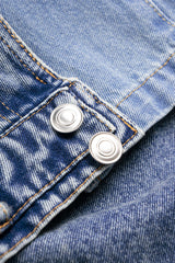 "Denim Contrast Ruched Barrel Jeans"