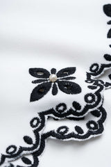 "Contrast Embroidery Pearls Sleeveless Mini Dress"