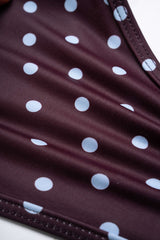 "Color Block Polka Dots Print Tie-Up Bikini Set"