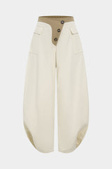 "Asymmetrical Button Wide Leg Trousers"
