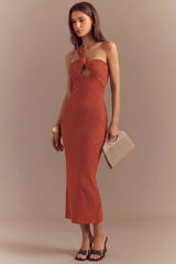 "Asymmetrical Cut Out Sleeveless Maxi Dress"