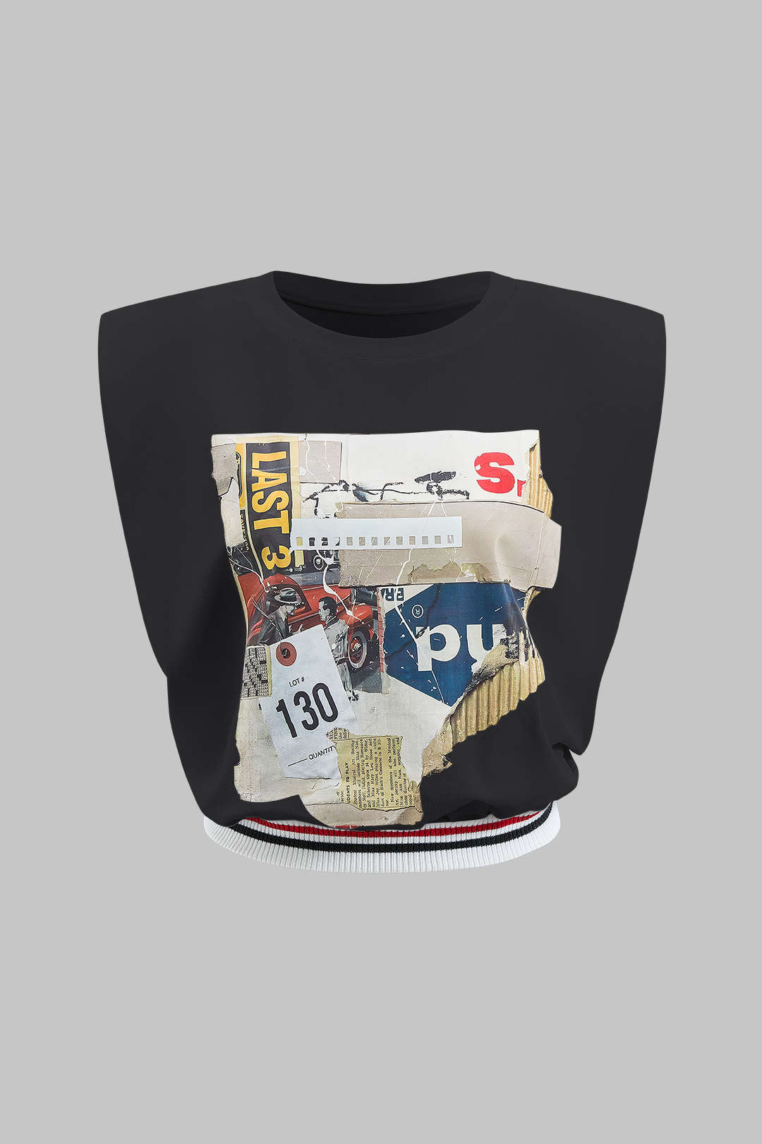 "Car Letter Digital Pattern Print Loose Sleeveless T-Shirt"