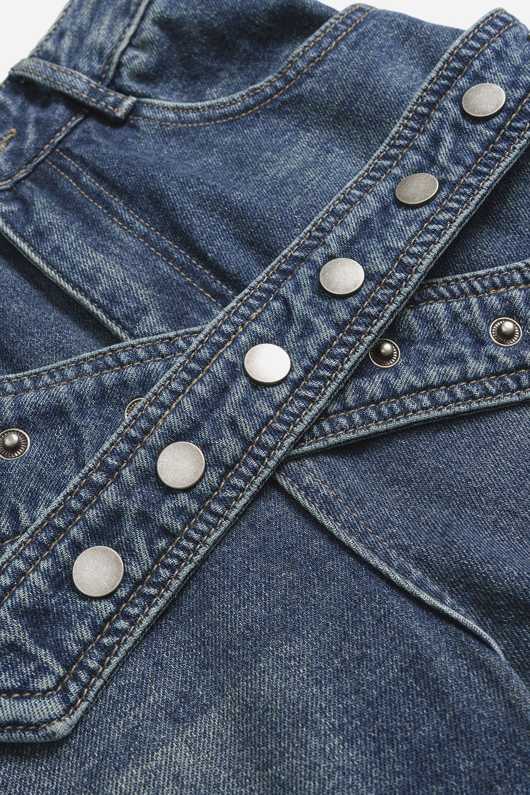 "Denim Asymmetrical Wide Leg Jeans"