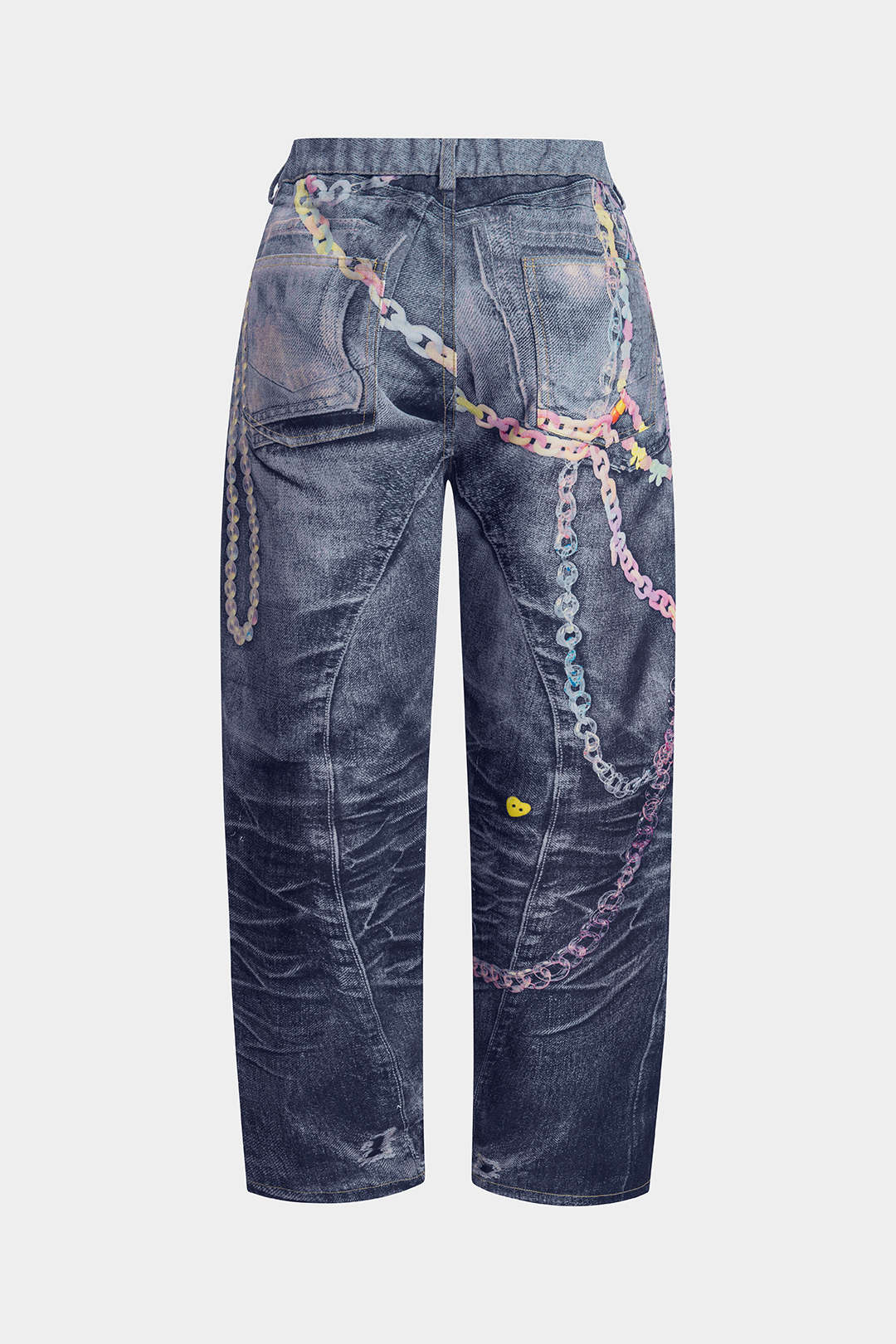 "Abstract Print Button Wide Leg Trousers"