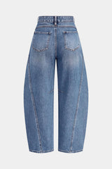 "Denim Barrel Leg Jeans"