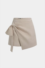 "Asymmetrical Ruched High-Waist Shorts"