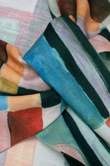 "Abstract Geometric Print Knotted Cami Top"