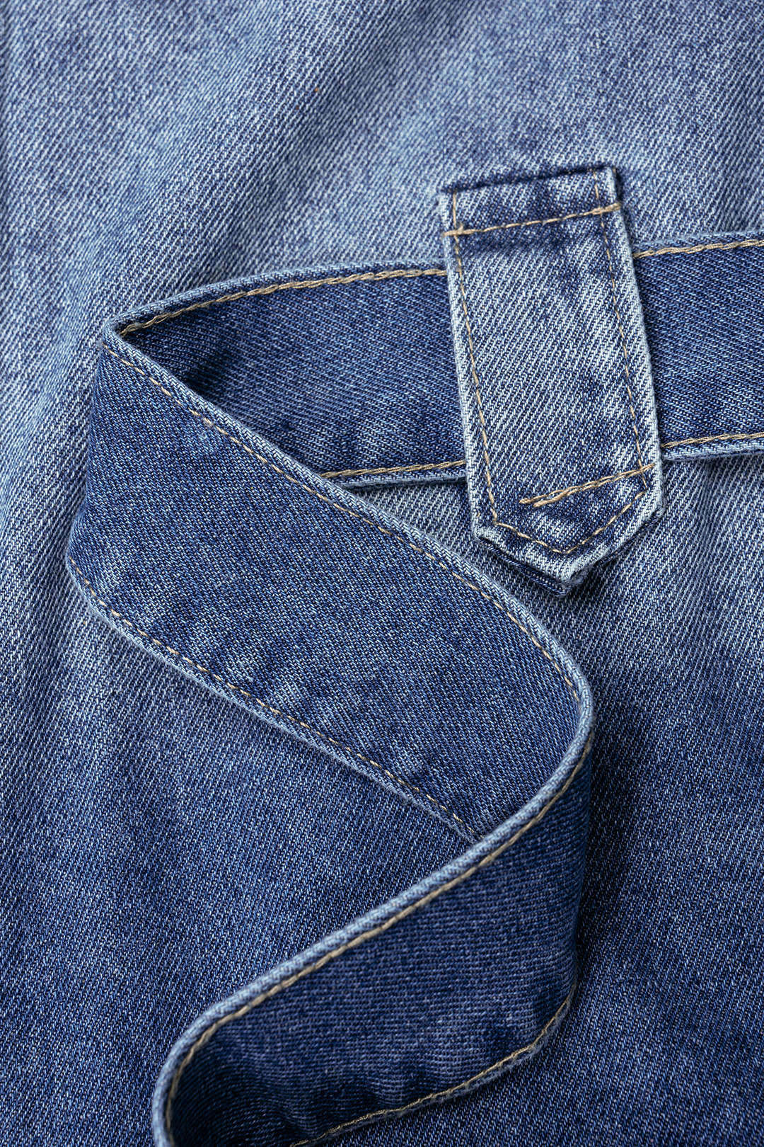"Denim Lapel Button Tie-Up Vest"